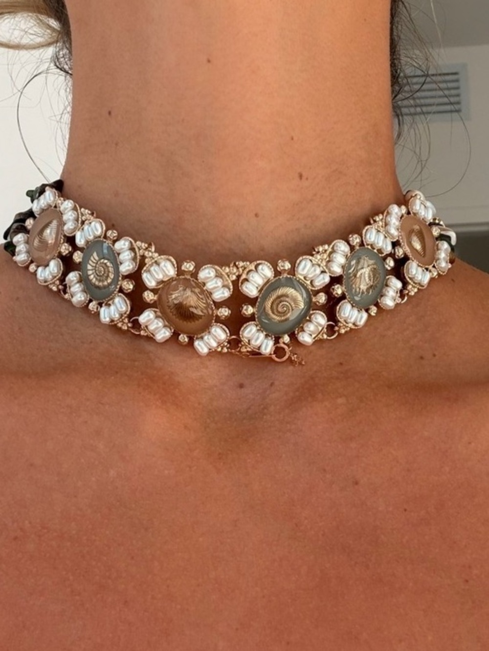 Chanel Beaded Statement Choker Necklace in Brown & Gold - Picture 13 of 14
